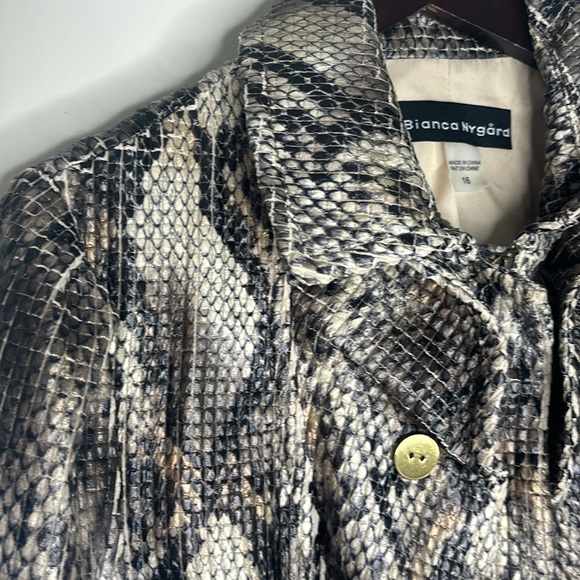 BIANCA NYGARD Faux Snakeskin Ruffled Moto Jacket - Picture 3 of 16